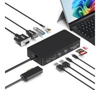 Docking station per Surface 11-in-1 4K@60Hz HDMI+VGA Dual Monitor Dock per Surface Pro 11/10/9/8/X/7/6/5/4, Surface Laptop 7-1, Book & Laptop | Ricarica rapida 72W, Ethernet, USB-C 5Gbps