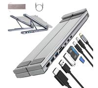 Docking station regolabile per laptop con ricarica rapida e slot per schede USB