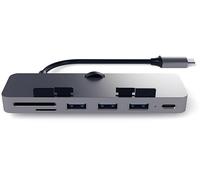 SATECHI Hub a Pinza USB-C - Porta Dati USB-C, Dati USB-A 3.0, Lettore Schede Micro/SD Compatibile con Apple Studio Display e iMac 2021 24", Non Compatibile con iMac 2020/Precedenti (Grigio Siderale)