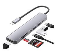 Docking station splitter 7 in 1 USB C Hub Dongle Dual USB 3.0 Multi Port Adapter, HDMI 4k 60Hz Type C Data Port, SD/TF Card Reader Fast Charge Compatibile con MacBook, iPad, Samsung, Dell XPS, Laptop