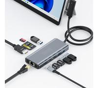 Docking Station Surface - MS Docking Station 10 in 1 con HDMI, Ethernet, SD/TF Slot, 3*USB 3.0+2*USB C 3.0+1*USB C PD, Dock Station per Surface Pro 11/10/9/8/X/7/6/5/4/3/Laptop/Book/Go