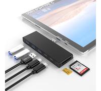 Docking station Surface Pro 7 con porta PD da 60 W, 3 porte USB 3.0 (5 Gbps), 1 porta USB C (5 Gbps), lettore di schede di memoria SD e TF/Micro SD, adattatore combinato convertitore per Microsoft