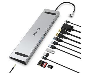 Docking station, TOTU 13 in 1 USB C Docking Station con Dual 4K HDMI, VGA, 82W PD, 4 USB, Docking Station per laptop e supporto per MacBook e supporto triplo display su laptop Windows con Thunderbolt3