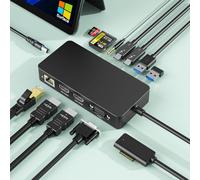 Docking station triplo display per Surface Dock, 4K Dual HDMI+VGA con adattatore di alimentazione per Surface Pro 12/11/10/9/8/X/7/6/5/4/3, Surface Laptop 7/6/5/4/3/2/1, Surface Book Go