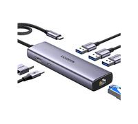DOCKING STATION UGREEN Hub USB-C 6-in-1 con HDMI, LAN e PD (CM512 / 15598), argento/nero