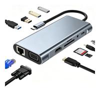 Docking station USB C 11 in 1 HDMI VGA Ethernet PD SD TF 4USB Audio 3,5mm | Hub USB C HDMI, adattatore USB Ethernet per MacBook Air per Dell per HP per Surface PC portatile
