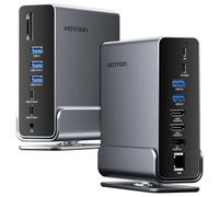 Docking Station USB C, 15-IN-1 Laptop dock station 3 Monitor (2x 4K@60Hz HDMI + DP), Thunderbolt 3/4 Compatibile con Dell/HP/Lenovo/Acer, 10 Gbps USB, 100 W Power Delivery, Gigabit Ethernet, SD/TF