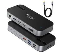 Docking station USB C 15 in 1 Laptop Docking Station con Quadruple, 4K HDMI, 4K DP, VGA, 100W PD, RJ45 Ethernet, 10Gbps USB C Data, USB 3.1 Gen 2, 2 USB 3.0, 2 USB 2.0, SD/FT, audio da 3,5 mm