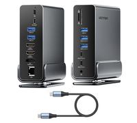 Docking Station USB-C 15-in-1 per configurazione a doppio monitor,triplo display,compatibile con PC Windows,Thunderbolt 3/4,con doppio HDMI 4K,DP,100W PD,USB 10Gbps,RJ45,audio,slot per schede SD/TF