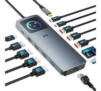 Docking station USB C 3 HDMI, docking station 13 in 1 3 monitor con triplo display 4K, display intelligente, Ethernet 2500 Mbps, USB 3.1 5X 10 Gbps, PD da 100 W, SD/TF, dock USB C per laptop Dell/HP