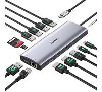 Docking station USB C 3 monitor 4K@60Hz, 14 in 1 Laptop Docking station con 2 HDMI 4K@60Hz, DP 8K@30Hz/ 4K @144Hz, 3 USB 3.0, 2 USB 2.0, RJ45, audio, PD 100W, USB-C HUB per Windows Laptop Accessori