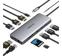 Docking station USB C 3 monitor, hub USB C con 2 HDMI, DisplayPort, 100W PD, 4 USB, Gigabit Ethernet, lettore di schede SD/TF, porta audio, adattatore multiporta per laptop, HP, Dell, Lenovo, Surface