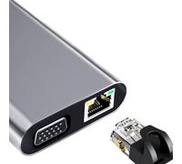Docking station USB C 4K 30Hz da tipo C a adattatore VGA RJ45 compatibile Splitter HUB USB 3.0,Distribuzione intelligente dell'energia