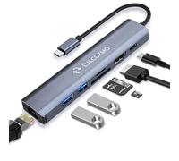 Docking station USB C 7 in 1 per laptop con HDMI 2 USB3.0 100W PD Ethernet SD/TF Card Reader compatibile con il tuo telefono cellulare/MacBook/Dell/HP/Lenovo/Steam Deck