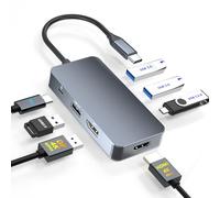 Docking station USB C con display HDMI 4K a 60Hz, doppio monitor per laptop Dell/HP/Mac, adattatore multiporta 7 in 1 da USB C a HDMI e Displayport con USB3.0/USB-C dati/PD, docking station per doppio