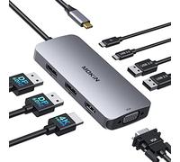 Docking station USB C Dual DisplayPort, hub USB 8 in 1 con 2 DP, HDMI, VGA, USB C 2.0, A 2.0, porta di ricarica PD, adattatore multi monitor per laptop Dell/HP/Lenovo
