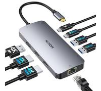 Docking Station USB C Dual HDMI, 8 in 1 Docking Station per 3 Monitor, HUB USB Triple Display 4K con 2 HDMI e 1 Displayport, 1 Gbps Ethernet, 100W PD Charging, 3 porte USB 3.0 per Dell, HP, Lenovo