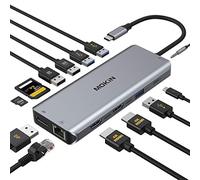 Docking station USB C Dual Monitor 13 in 1 Triple Display USB C Hub per Windows con Dual HDMI 4K, DP, PD Charger, Gigabit Ethernet, 5 porte USB, lettore di schede SD/TF, microfono/audio per Lenovo HP