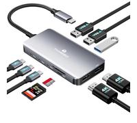 Docking station USB C Dual Monitor, adattatore multiporta USB C Hub 10 in 1, porta HDMI 4K, PD da 100 W, SD/Micro, USB-C 3.0, USB-A 3.0/2.0, Dock Station per laptop Mac/HP/Dell XPS/Lenovo