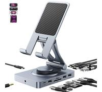 Docking station USB C girevole a 360° per iPad, iPad Pro, tablet, Samsung, Steam Deck, ROG Ally, Legion Go, Msi Claw, ecc., 11 in 1 con lettore SD TF 4.0, HDMI 4K@60Hz, RJ45, Audio, USB A, USB C