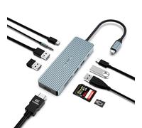 Docking station USB C HUB 10 in 1 HUB C con 4K HDMI, 2 USB 3.0, 2 USB 2.0, 100 W PD, 3,5 mm audio, lettore di schede SD/TF per Windows, MacOS, Linux, sistemi OS Chrome