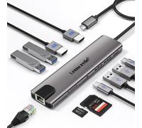 DOCKING STATION USB C HUB ALLUMINIO 2 HDMI 4K ETHERNET GIGABIT 4 USB 3.0/2.0 USB