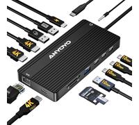 Docking station USB C, Hub USB 14 in 1 per 3 monitor, doppio video HDMI e USB-C 4K @ 60Hz, 4xUSB-C (10Gbps), 3X USB-A, Ethernet, SD/TF e jack audio da 3,5 mm - Adattatore multiporta per laptop/Lenovo