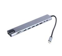 Docking station USB C, hub USB C multiporta in lega di alluminio per laptop, docking station multifunzione con ricarica rapida PD da 100 W, HDMI 4K, porta Ethernet, trasferimento