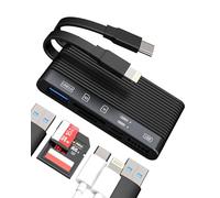 Docking station USB C Lightning con hub adattatore multiporta lettore di schede SD Dongle USB per iPhone 15 Apple MFI certificato compatibile per Samsung Cavo di ricarica OTG Camera Memory Flash Drive