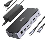 Docking station USB C per 3 monitor, 13-in-1 Docking Station USB C per computer portatile, Dual HDMI DisplayPort, USB A 2.0/3.0, USB C 3.1, PD, Ethernet, MicroSD/SD, per Dell/Lenovo/HP