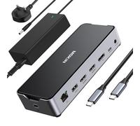 Docking station USB C per 3 schermi, dock tripla display con 2 HDMI DP 4K@144 Hz, docking station per laptop 15 in 1 con 150 W DC-Power, 10 Gbps USB C 3.1, USB A2.0/3.0, Ethernet, SD/TF, audio incluso