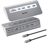 Docking station USB C per computer portatile, adattatore multiporta 14 in1 USB Hub con doppio HDMI 4K + DP, USB A/C 3.1 da 10 Gbps e 2 USB 3.0, 100 W PD, cavo da 1,2 m, dock per laptop Dell/HP/Windows