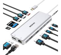 Docking station USB C per computer portatile, doppio monitor Dual HDMI 4K DP Triple Display Hub, 13 in 1 MOKiN USB C Hub con 3 monitor, DisplayPort, USB 3.1, RJ45, 100 W PD, lettore di schede, audio