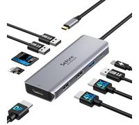 Docking station USB C Triple Display Dual HDMI Adattatore 9 in 1 Laptop Docking Station a Displayport Adattatore SD TF Lettore di schede 2USB 2.0, 1 USB 3.0, 100W PD per Dell XPS 13/15, Lenovo Yoga