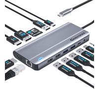 Docking station USB C UBS C Hub per laptop Dual Monitor 14 in 1 Dongle Dock multiporta con 2* HDMI +DP+USB C/A 100w PD+Ethernet+trasferimento dati per MacBook/HP/Dell/Lenovo Thinkpad/iPad/Mac