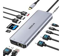 Docking Station USB C, USB C Hub Triple Dispaly 13 in 1 Adapter Dual HDMI Displayport, USB 3.1 10Gbps, RJ45, PD 100W, SD/TF e audio, Hub USB C 3 Monitor per HP Dell