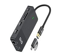 Docking station USB Giq USB C HUB USB 3.0 a doppio HDMI VGA Adattatore triplo display USB C per laptop Doppio monitor HDMI Splitter Extender Compatibile con MacBook M1 M2 USB-Nero