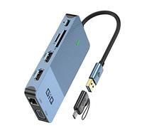 Docking station USB Giq USB C HUB USB 3.0 a doppio HDMI VGA Adattatore triplo display USB C per laptop Doppio monitor HDMI Splitter Extender Compatibile con MacBook M1 M2 USB- Blu