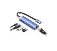 Docking Station - VENTION - 5-in-1 - USB 3.0 - RJ45 - 3xUSB-A - Alluminio Blu