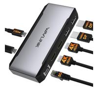 Docking station WAVLINK USB C doppia HDMI, 4 monitor con 2 DP, 2 HDMI, ingresso PD da 100 W, porta Ethernet 5G per Dell/HP/Lenovo ecc., solo computer con sistema Windows - Host USB3.2 richiesto
