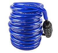 DocksLocks Cavo di sicurezza a spirale antifurto resistente alle intemperie con lucchetto a combinazione ripristinabile per kayak, biciclette, paddle board e altro, 1,5 m
