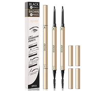 docolor 2Pz Matita per sopracciglia waterproof,Pennarello per sopracciglia 2 in 1 Brow Ultra Slim,Matita Sopracciglia a Doppia Estremità,Di lunga durata (nero e marrone)
