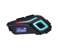 Docooler BT5.4 - Cuffie per casco da moto con radio FM, cuffie per moto con luce flashlight/ambiente, IP65, impermeabile, microfono per cancellazione del rumore, assistente vocale, digitale LCD