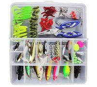 Docooler - Esche da pesca assortite con ami e accessori, 101 pezzi, Kit con Scatola portaoggetti