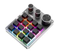 docooler Tastiera Macro Programmabile Tastiera da Gioco a 16 Tasti a 3 Manopole con Controller Volume USB Cablato + modalità BT (Black)