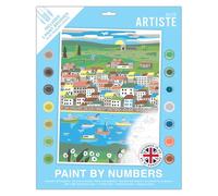 DOCRAFTS ARTISTE Grande pittura con i numeri, Harbour Life, Summer Craft, 395 x 295 mm, 14 colori acrilici, set di pennelli di 3 dimensioni, per adulti, hobby, design con numeri, arte personalizzata