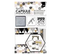 docrafts Capsule Geometrico Mini Cards & Stamps Set, Mono (Confezione da 15)
