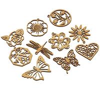 docrafts Fiori, Farfalle e libellule Forme, in Legno, Colore: Bianco, Confezione da 10