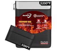 DocSafe Borsa portadocumenti ignifuga, 39,4 x 29,2 cm, rivestita in silicone liquido, resistente al fuoco e all'acqua, formato A4, con cerniera, grande, 8 strati, isolata termicamente, per oggetti di