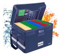 DocSafe Scatola portadocumenti ignifuga con serratura, organizer per documenti con tasca per inserto, pieghevole, portatile, per casa e ufficio, con maniglia per appendere lettere/cartelle legali, blu